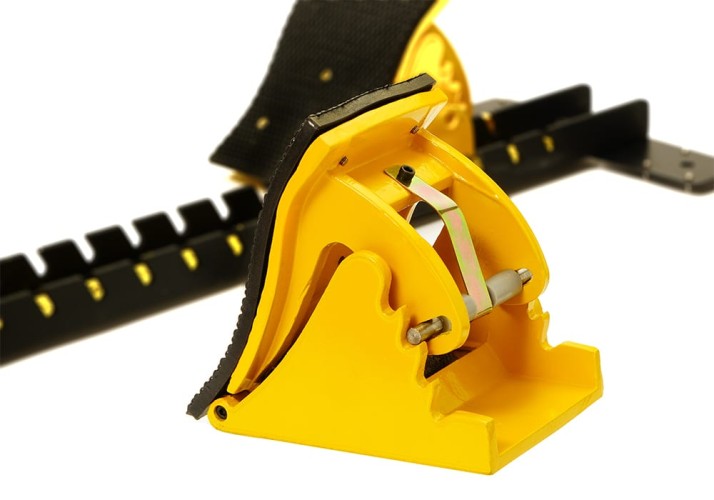 Yellow and black track starting block