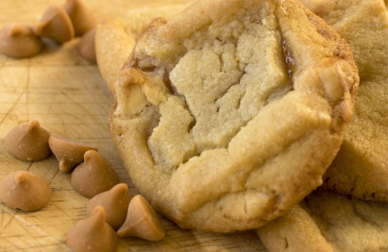 Close up of peanut butter chip cookies