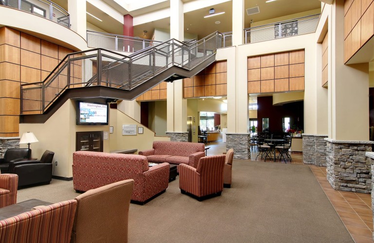 Reception and lounge area of large commercial building