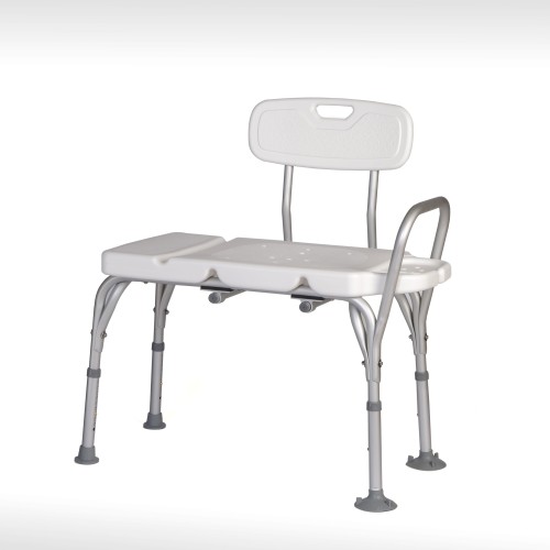 Shower chair with back rest and a handle on one side for easy access on the other and stability