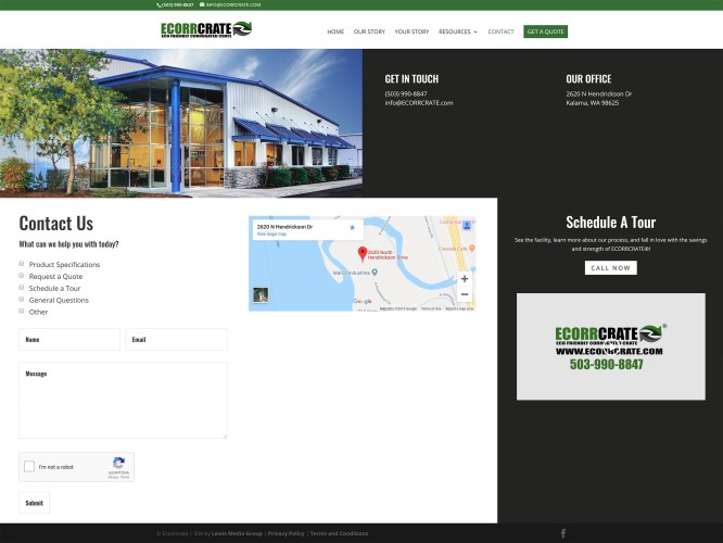 Gregory Dean's exterior/entrance of Ecorrcrate's business office photo used on Ecorrcrate's website
