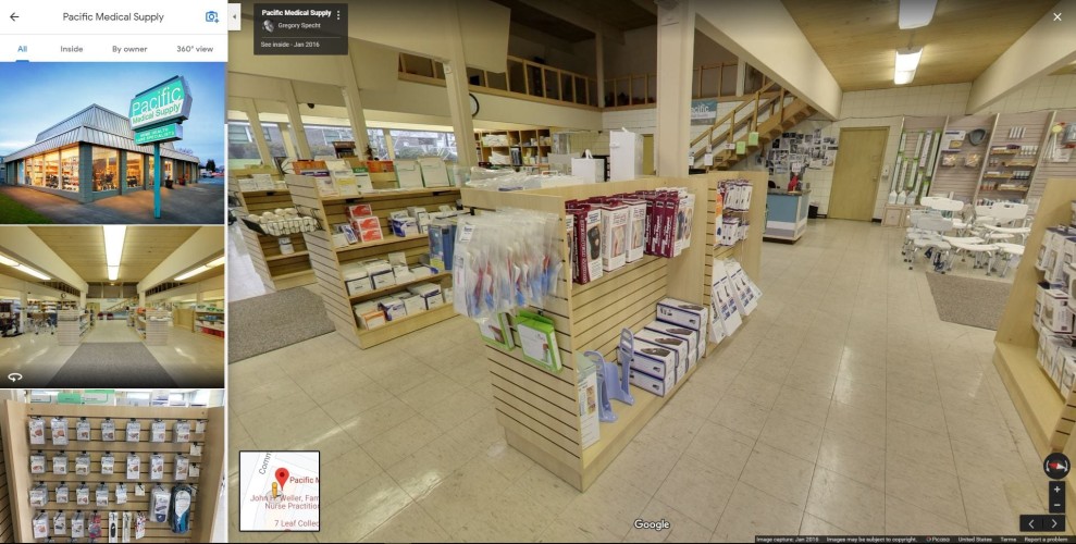 Google tour screenshot of Pacific Medical Supply in Salem, Oregon